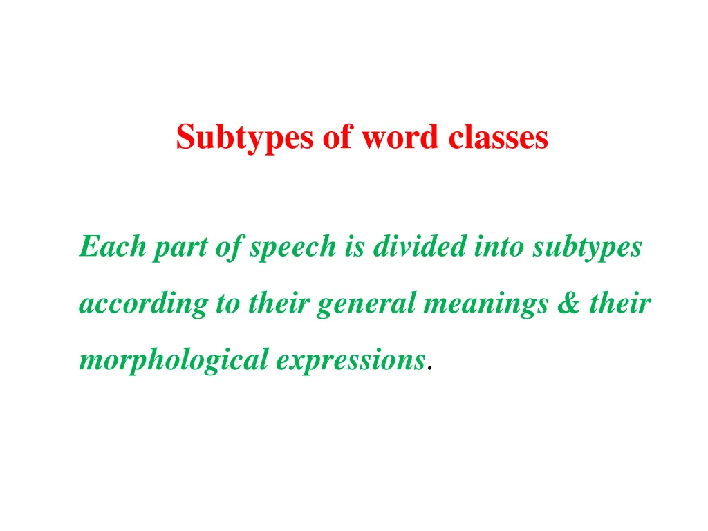 subtypes of word classes