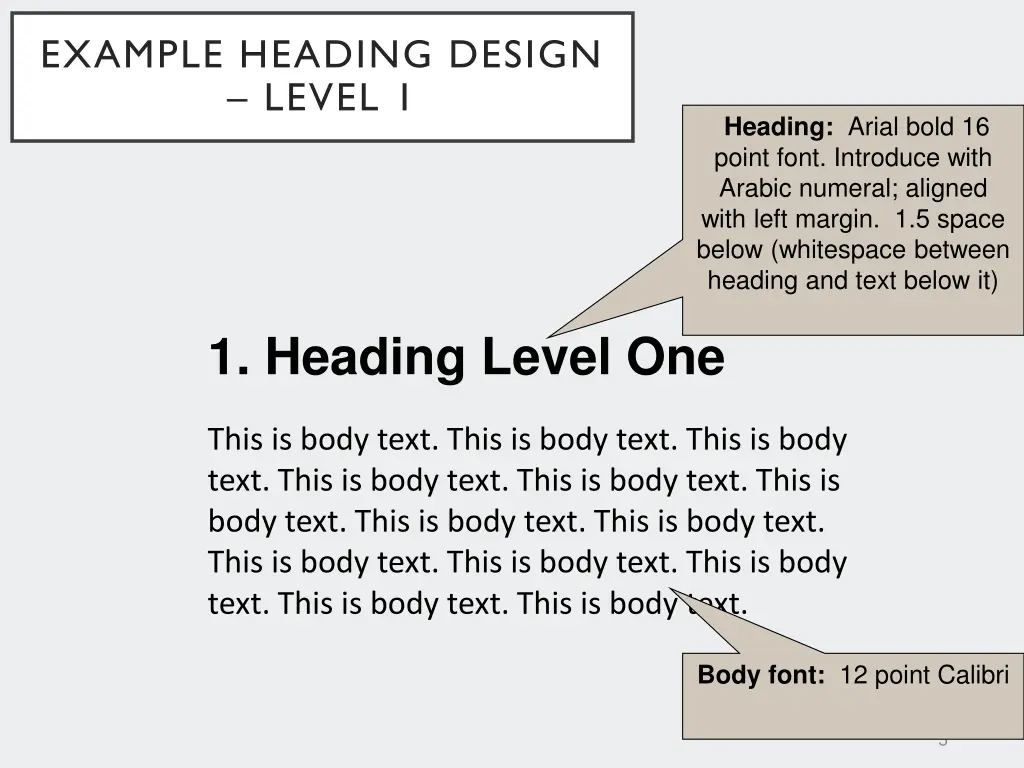example heading design level 1