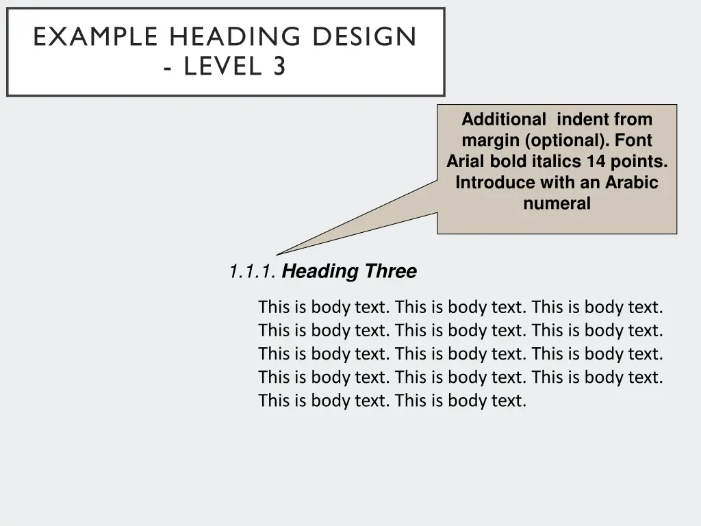 example heading design level 3