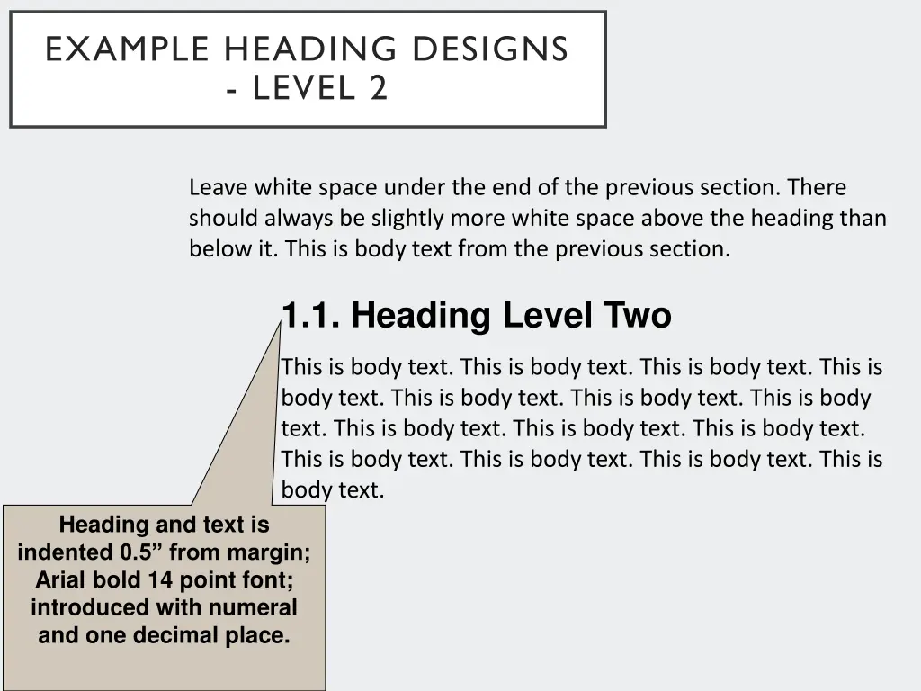 example heading designs level 2