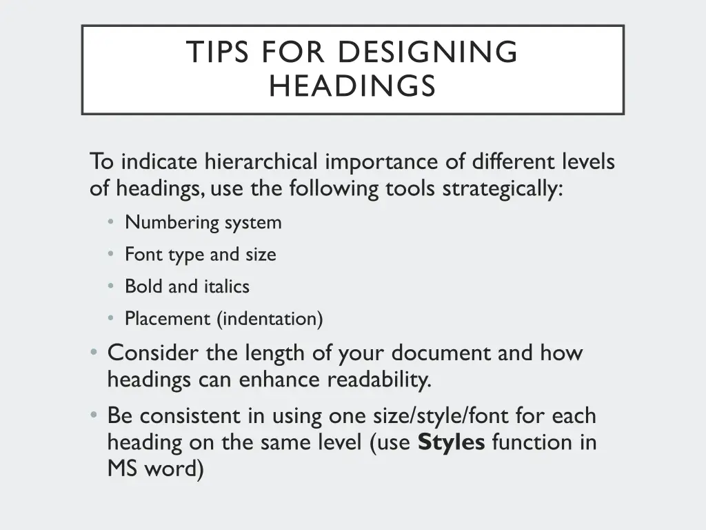 tips for designing headings