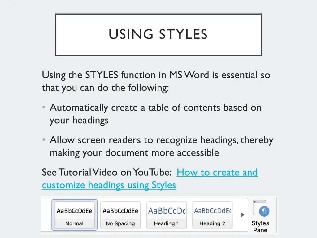 using styles