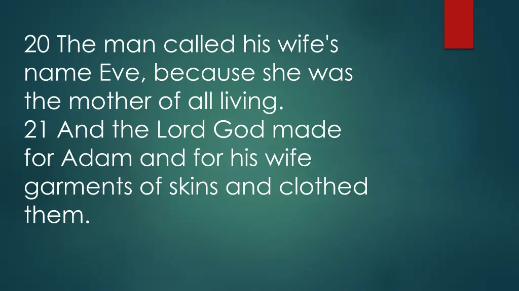 20 the man called his wife s name eve because