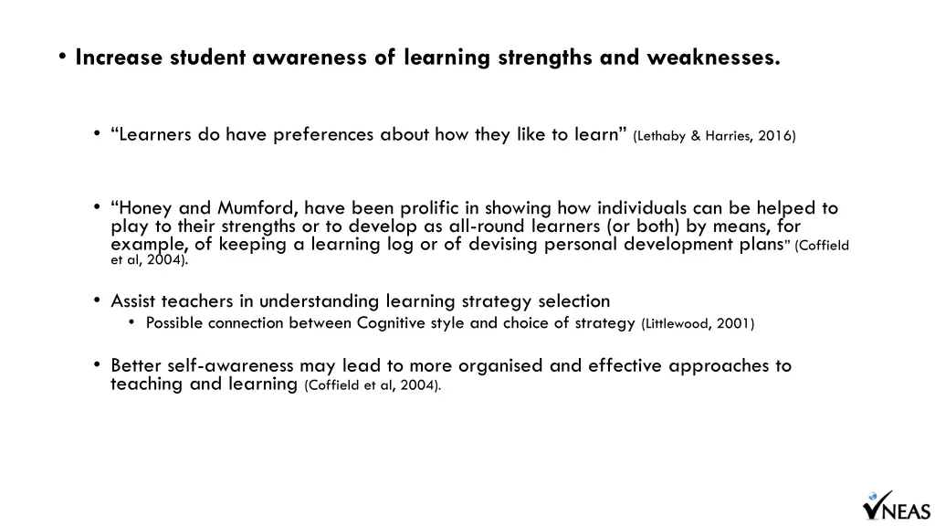 increase student awareness of learning strengths
