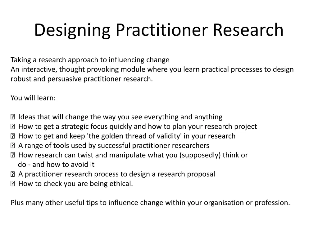 designing practitioner research