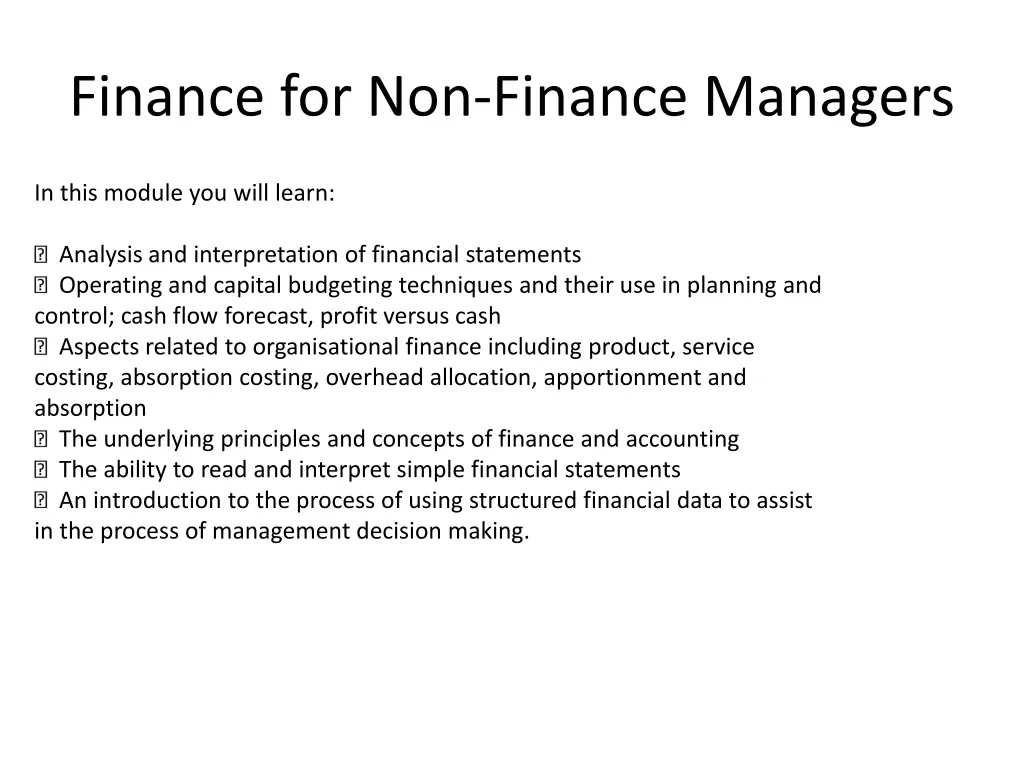 finance for non finance managers