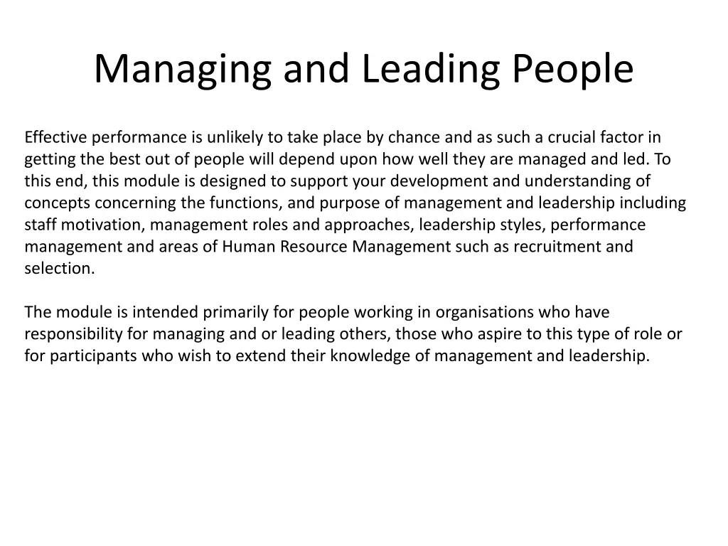 managing and leading people