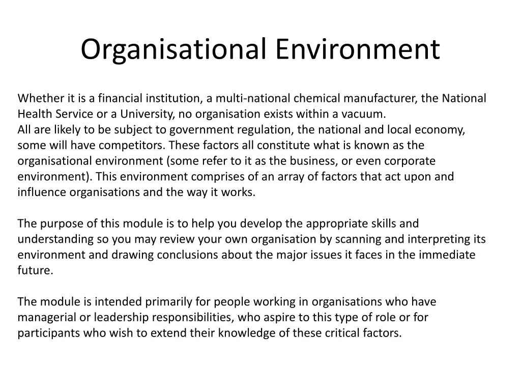 organisational environment