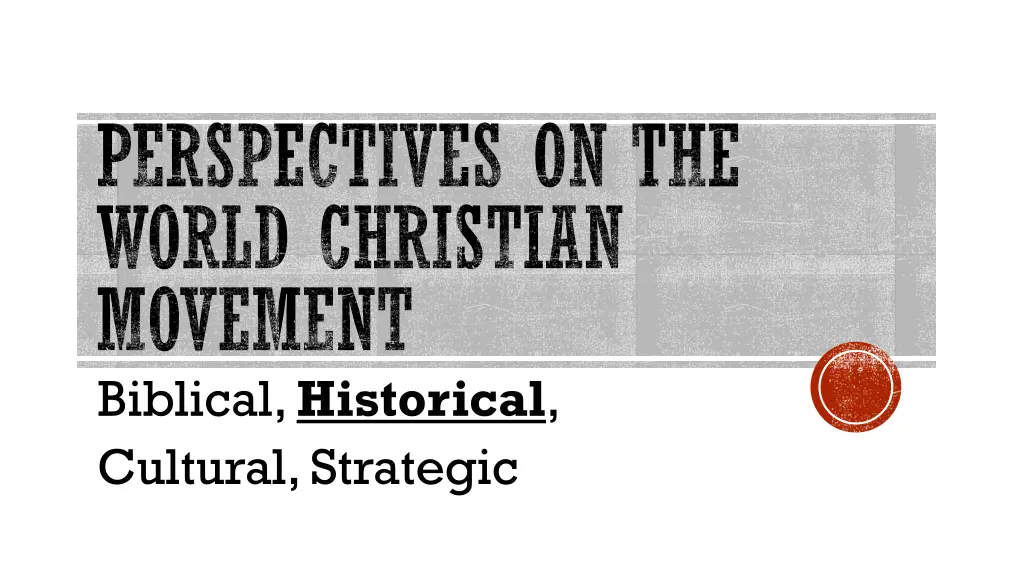 perspectives on the world christian movement