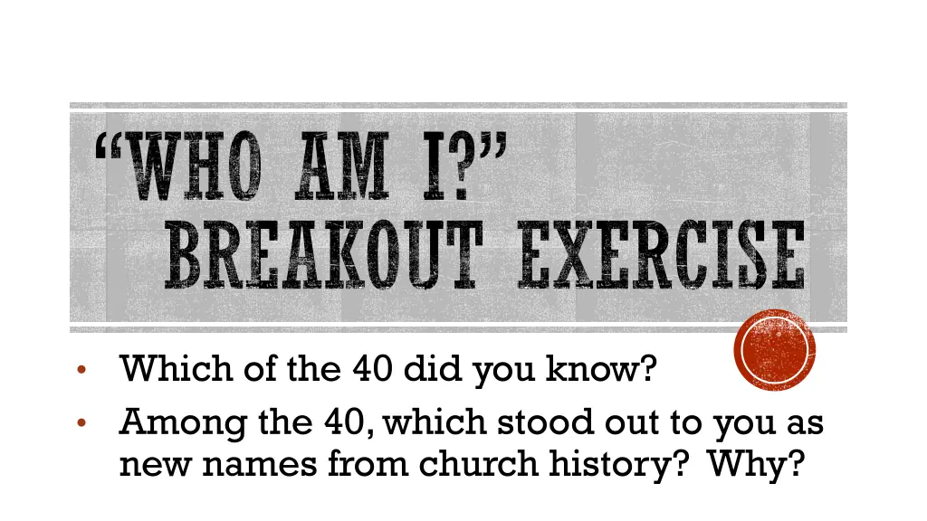 who am i breakout exercise