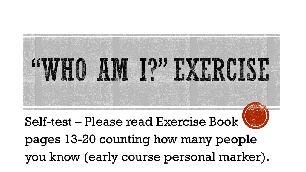 who am i exercise