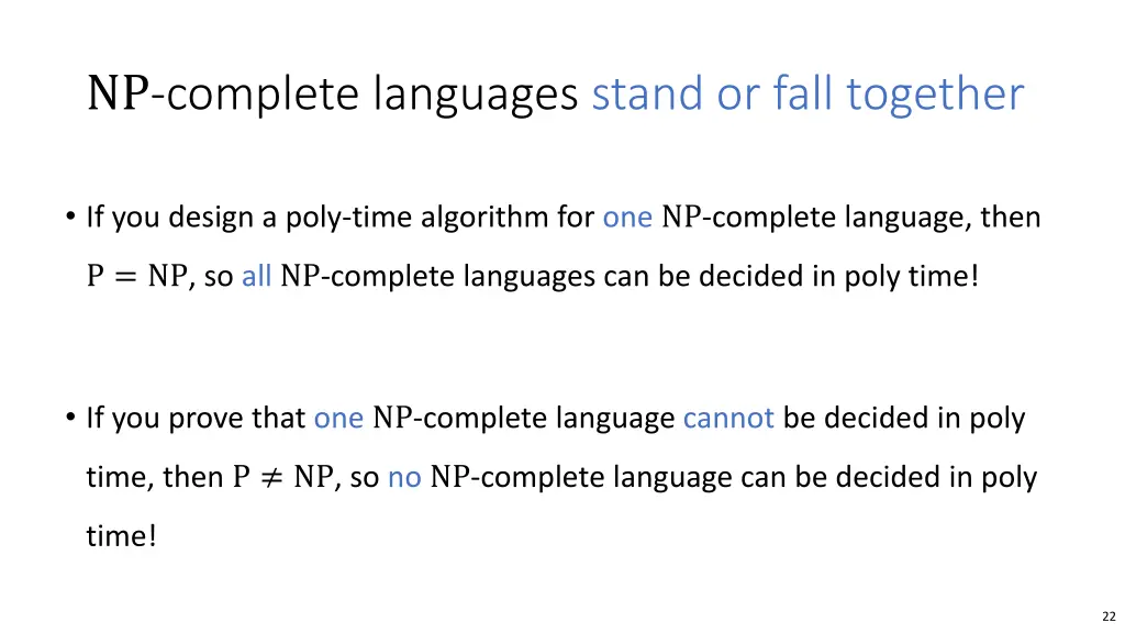 np complete languages stand or fall together