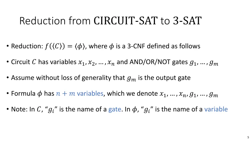 reduction from circuit sat to 3 sat
