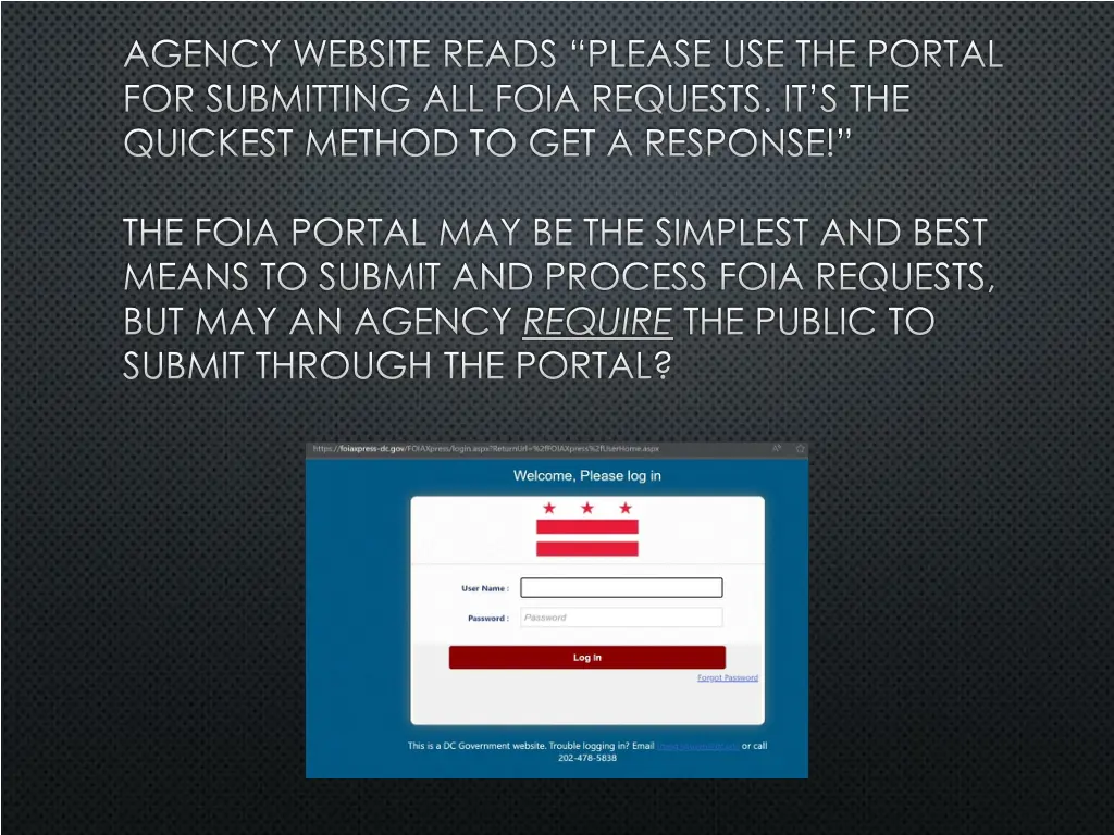 agency website reads please use the portal