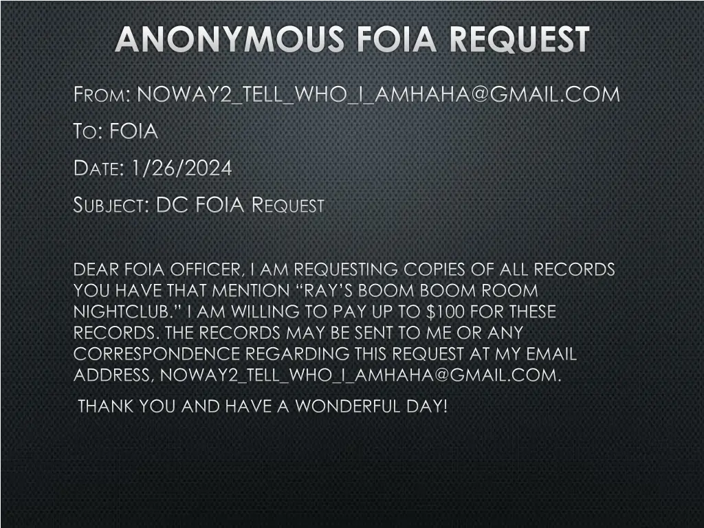 anonymous foia request
