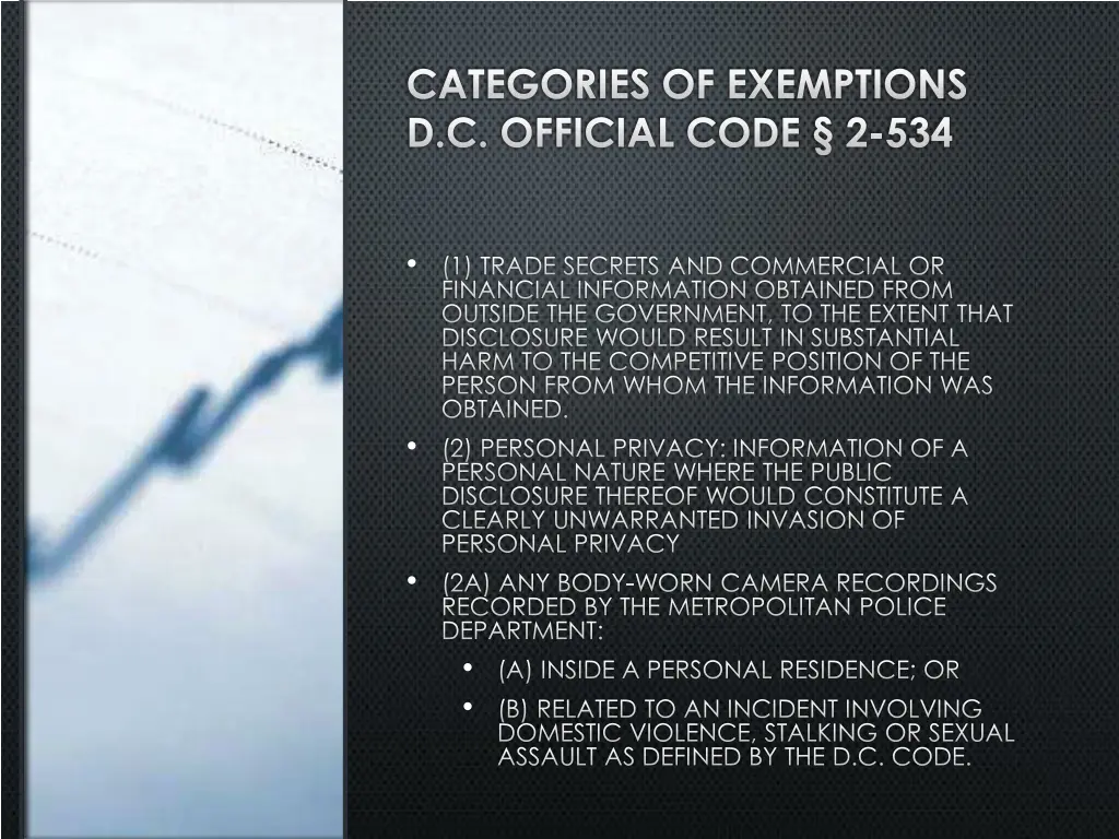 categories of exemptions d c official code 2 534