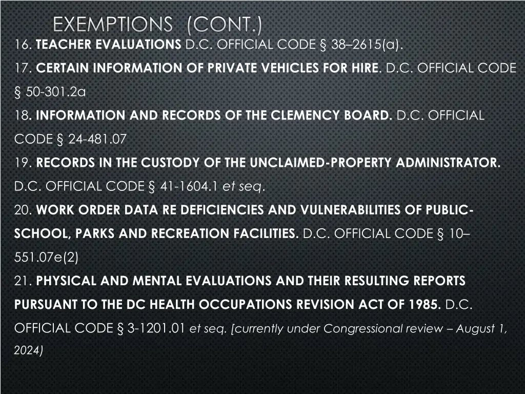 exemptions cont