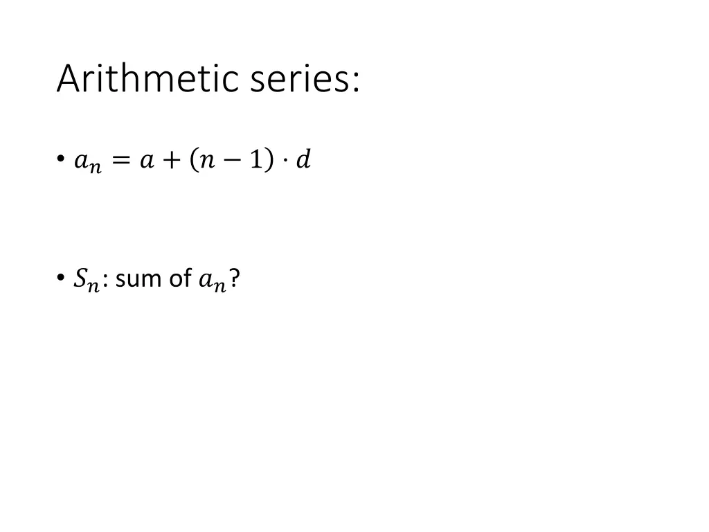 arithmetic series