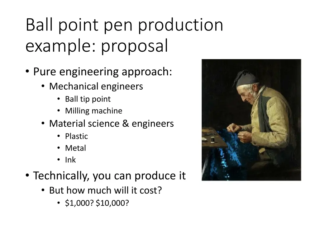 ball point pen production example proposal