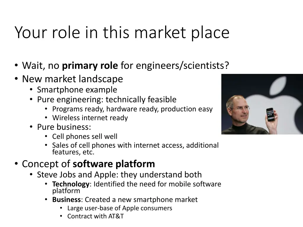 your role in this market place