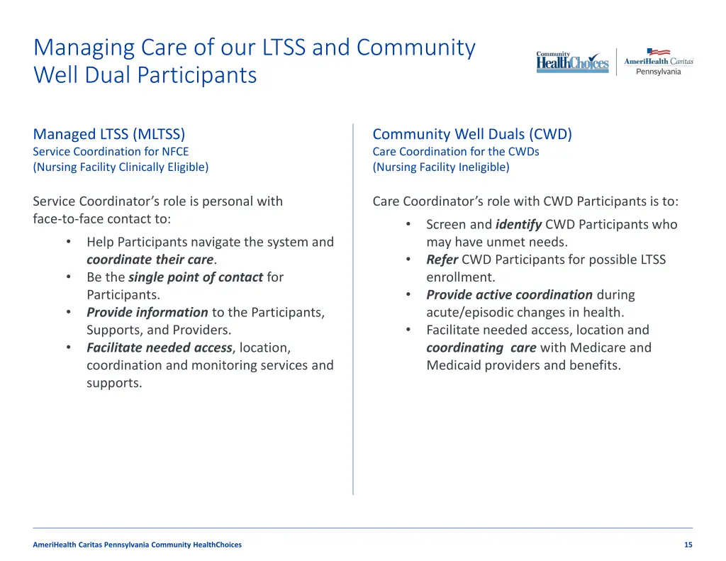 managing care of our ltss and community well dual