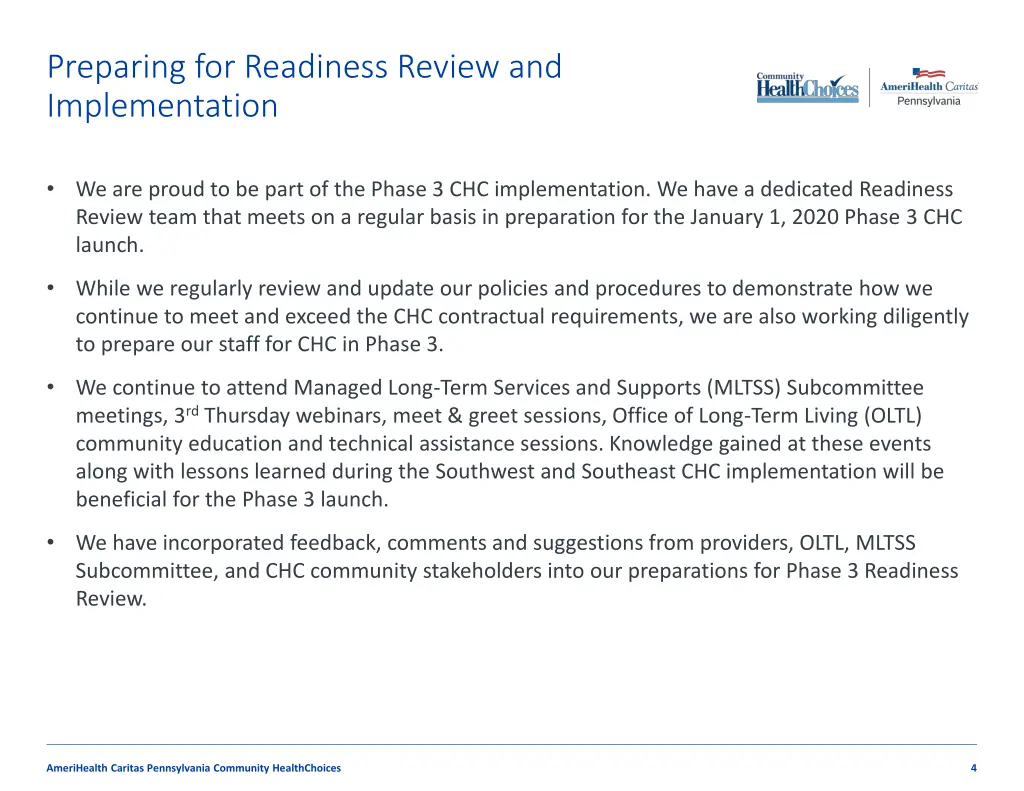 preparing for readiness review and implementation