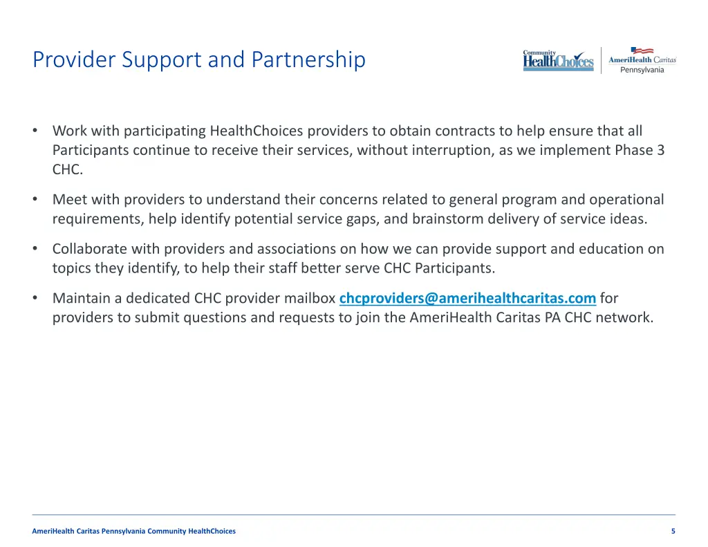 provider support and partnership