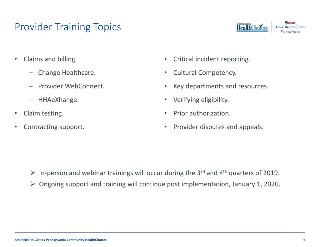 provider training topics