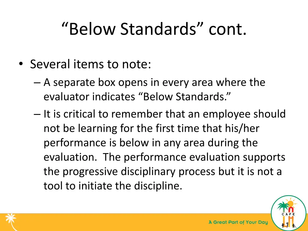 below standards cont