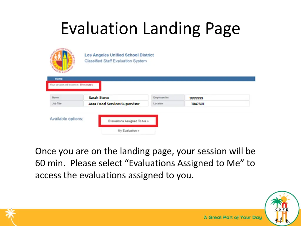 evaluation landing page