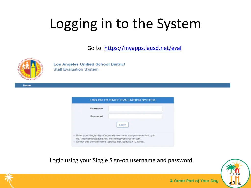 logging in to the system