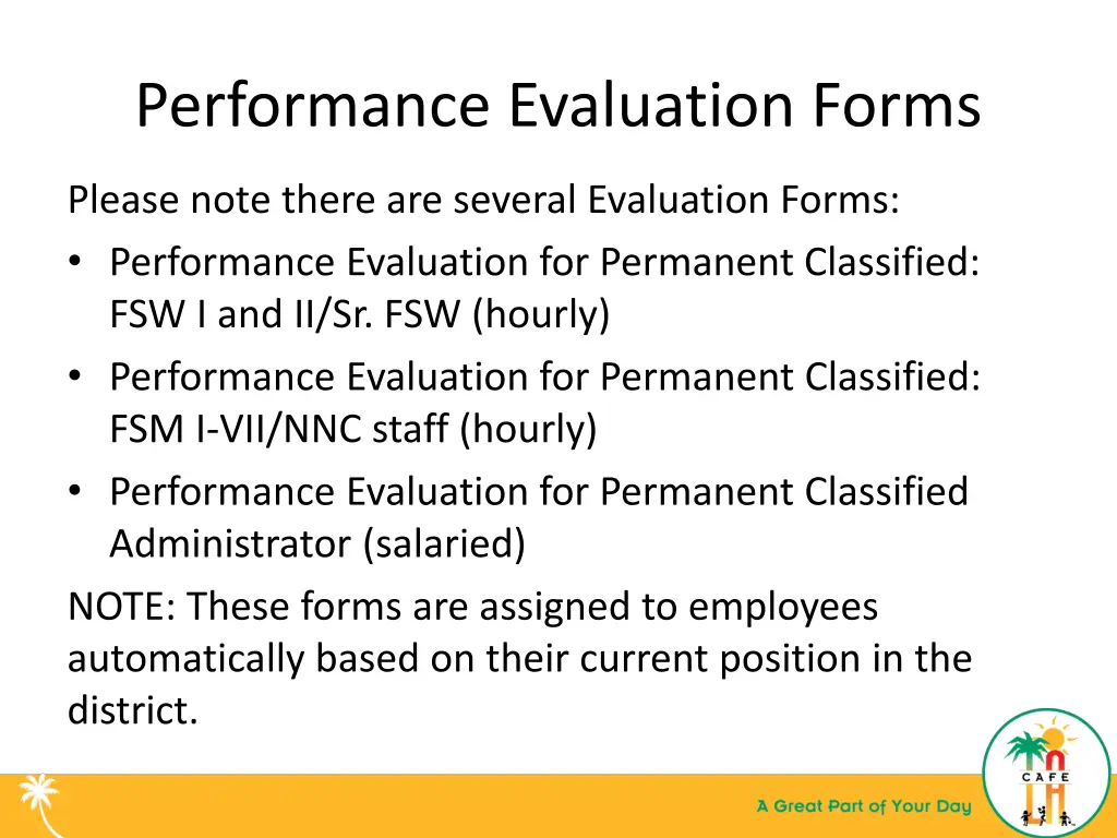 performance evaluation forms