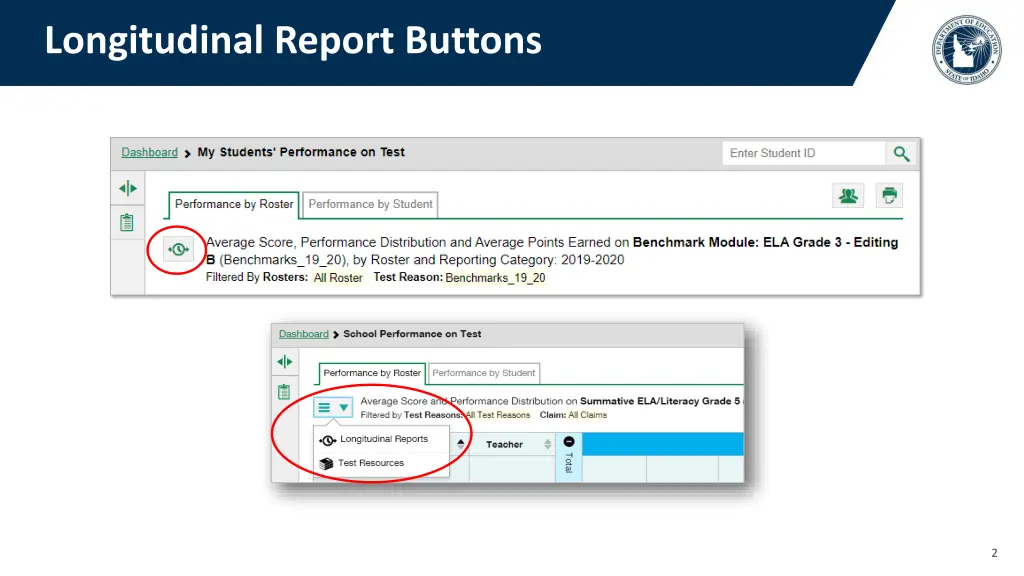 longitudinal report buttons