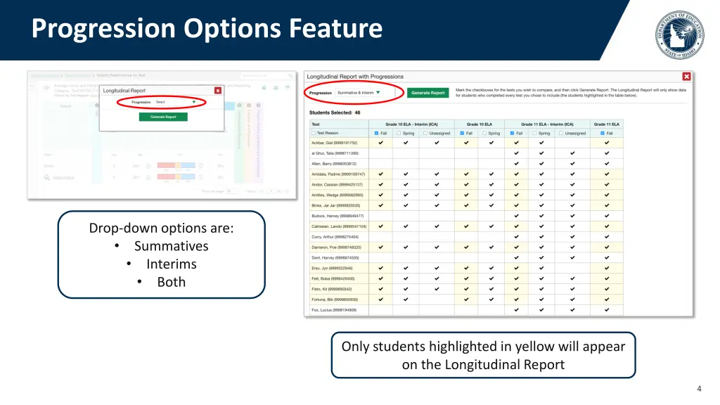 progression options feature