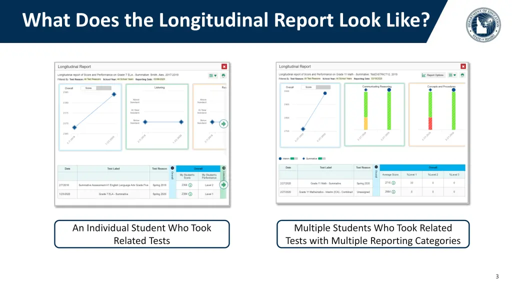 what does the longitudinal report look like