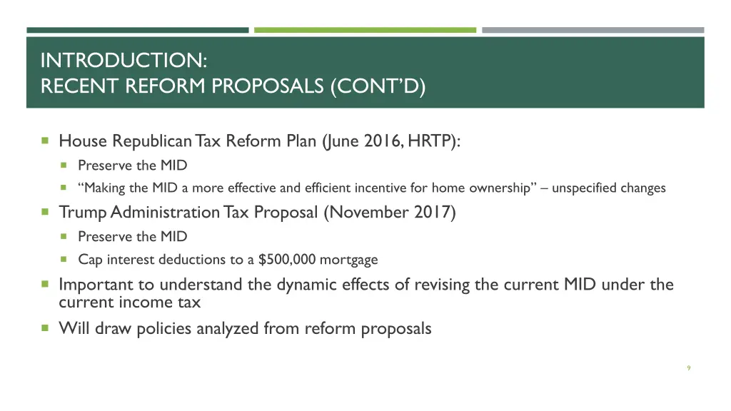 introduction recent reform proposals cont d