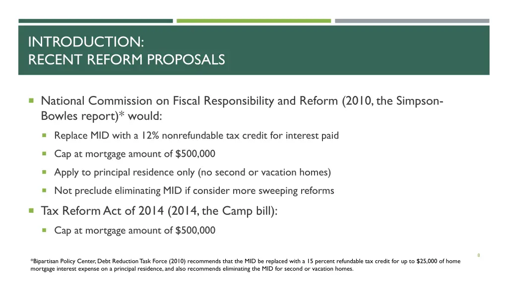 introduction recent reform proposals
