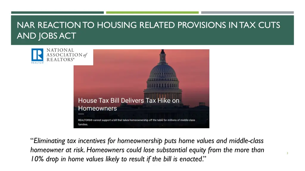 nar reaction to housing related provisions