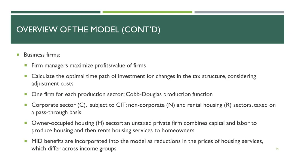overview of the model cont d