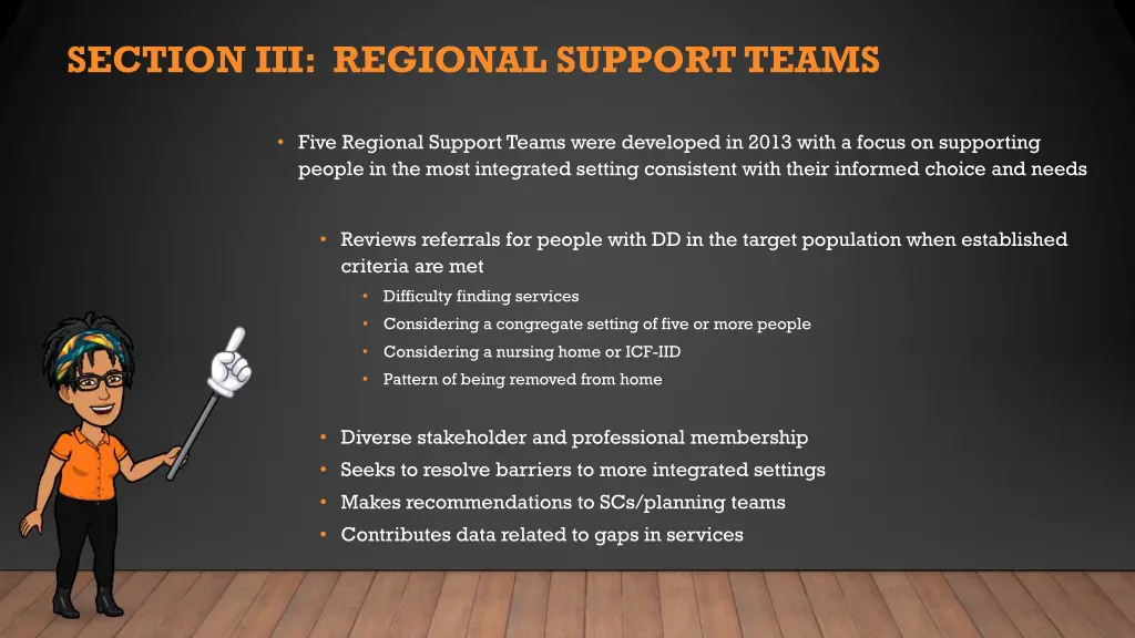 section iii regional support teams