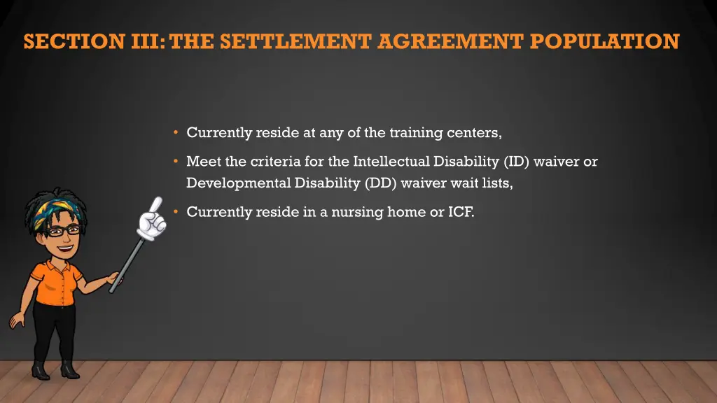 section iii the settlement agreement population