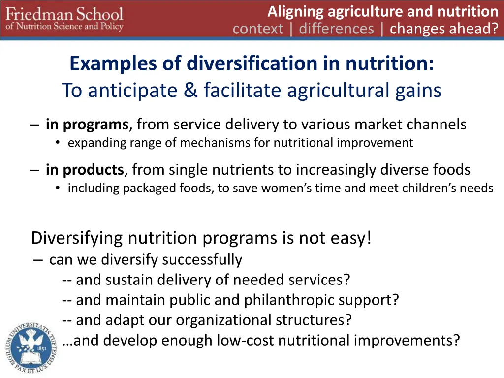 aligning agriculture and nutrition context 8
