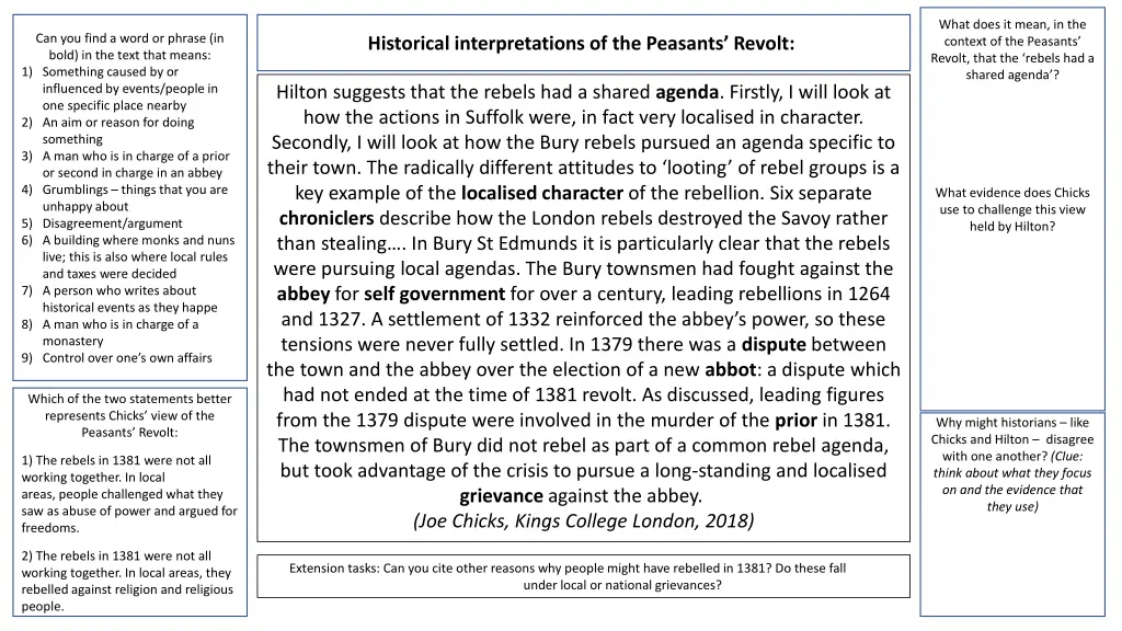 what does it mean in the context of the peasants