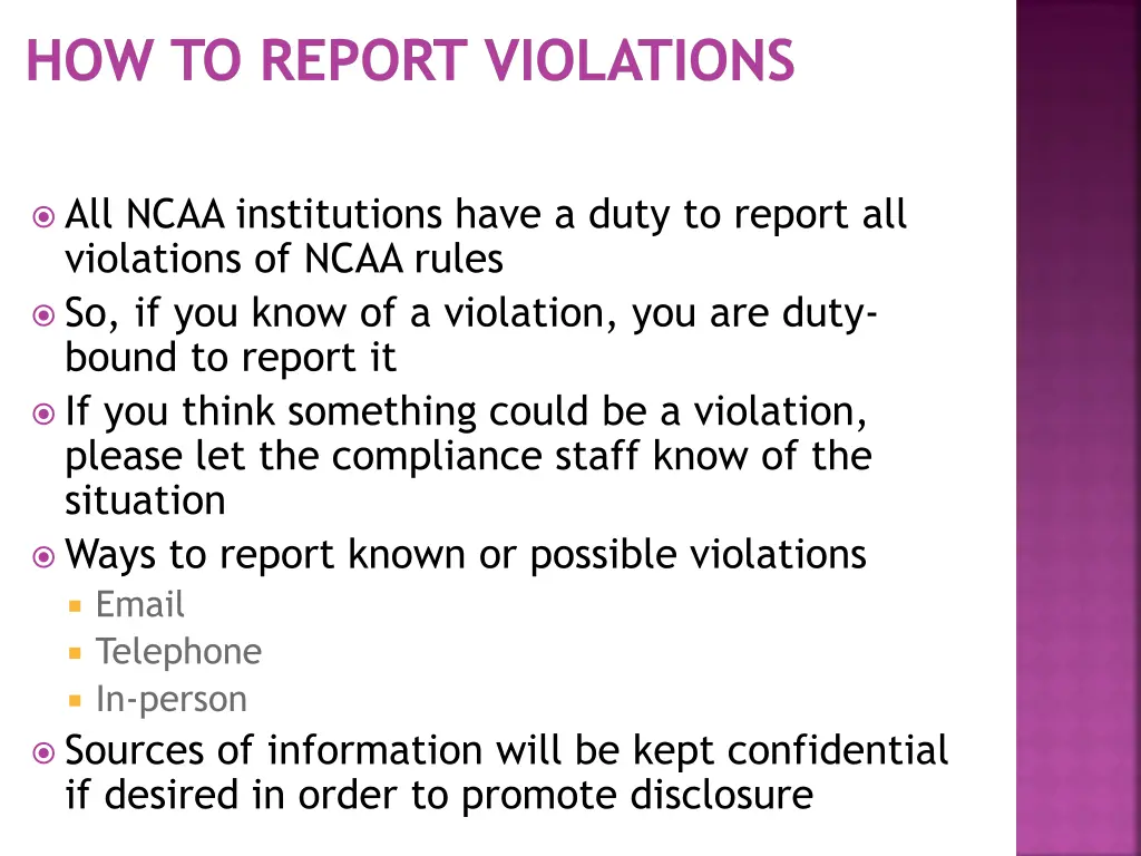how to report violations