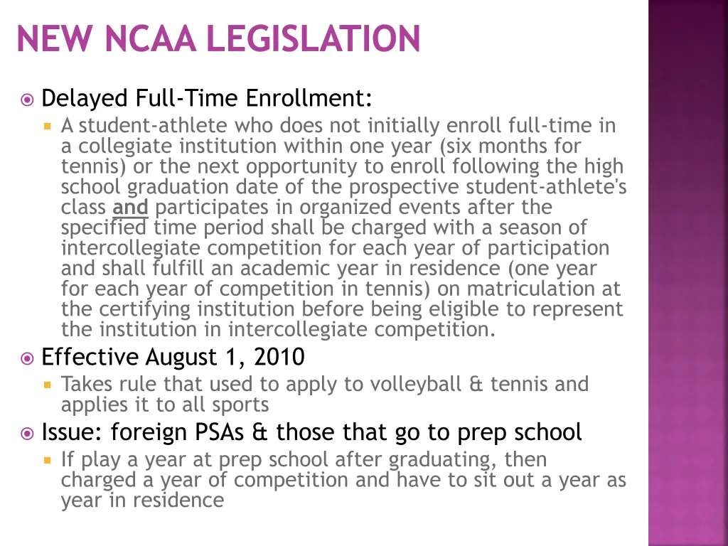 new ncaa legislation 1