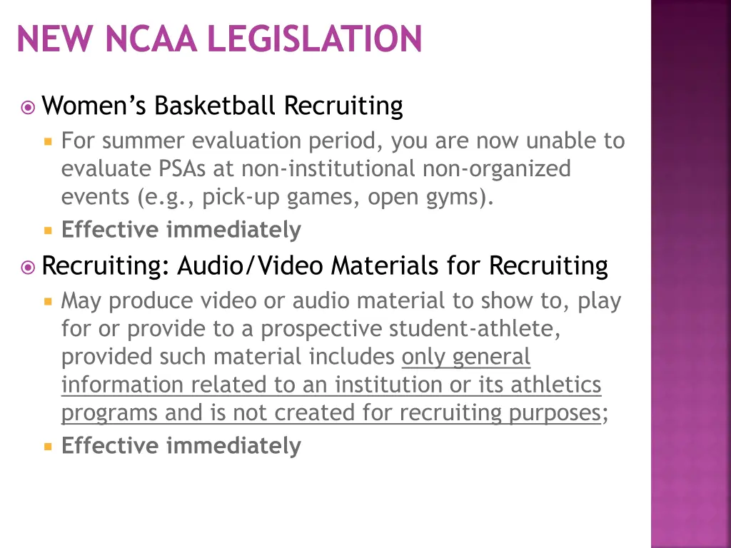 new ncaa legislation 2