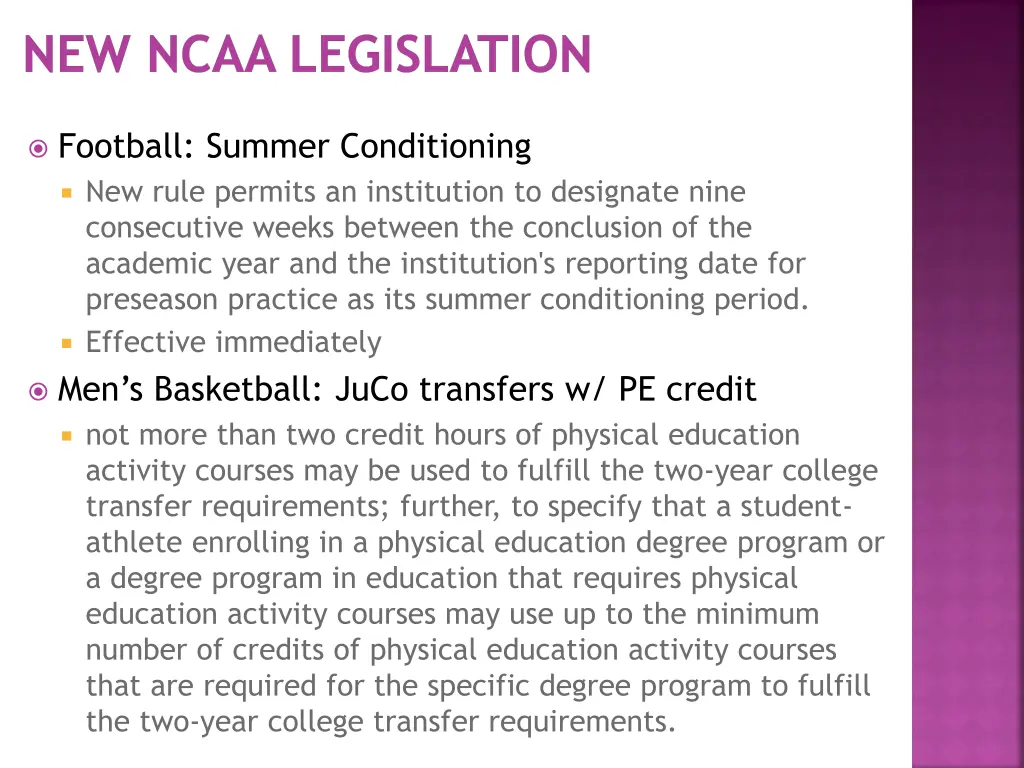 new ncaa legislation 4