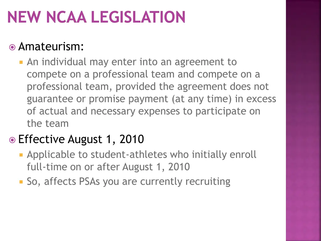 new ncaa legislation