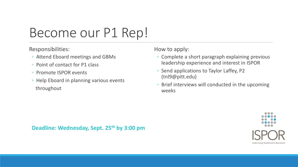 become our p1 rep