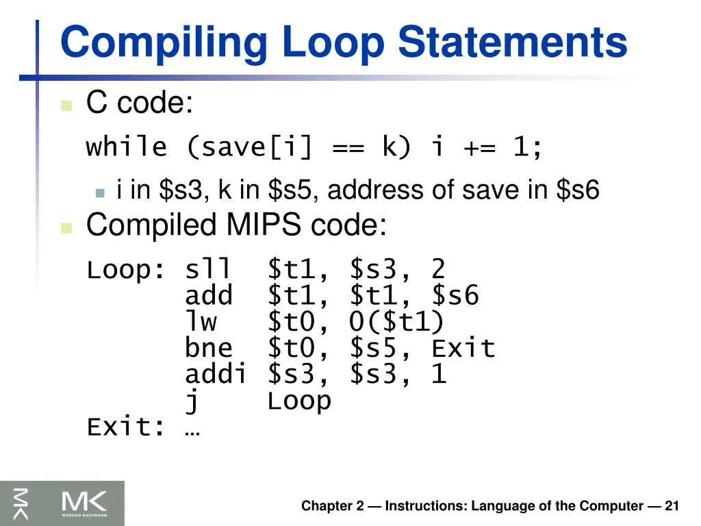 compiling loop statements